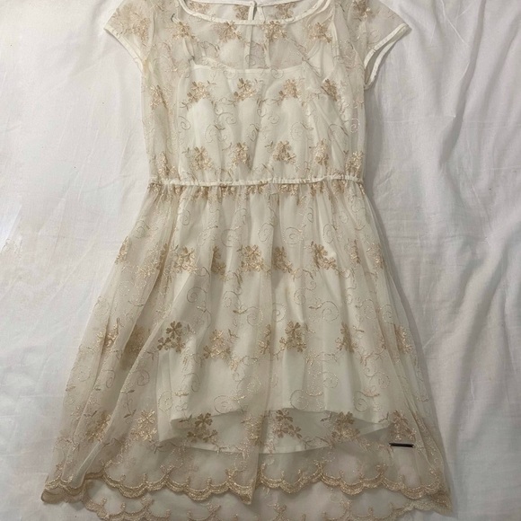 A&F Golden Embroidered Dress with Slip - Picture 2 of 5